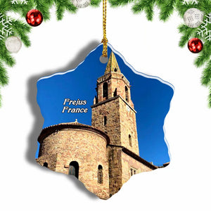 France Cathedral Frejus Christmas Ornament 3 Inches Snow