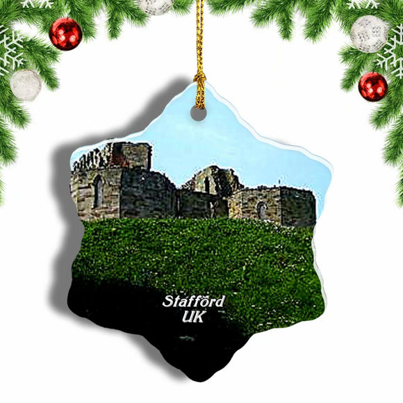 UK England Stafford Castle Christmas Ornament 3 Inches Snow