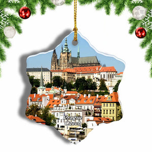 Czech Prague Castle Prague Christmas Ornament 3 Inches Snow