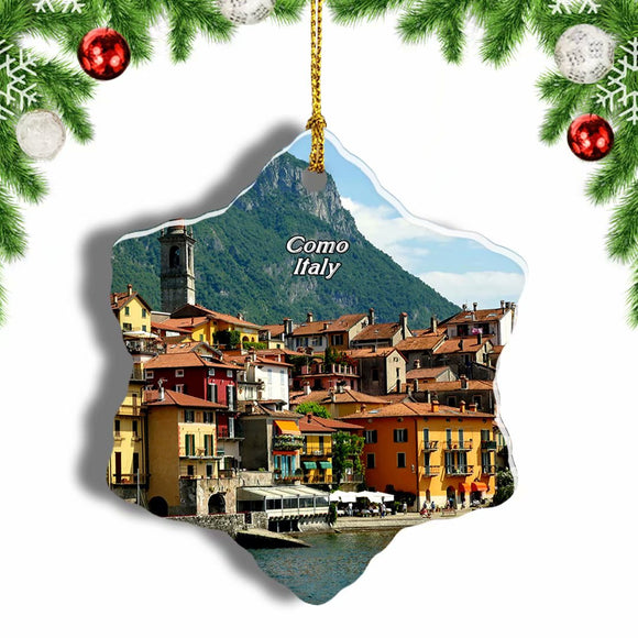 Varenna Lake Como Italy Christmas Ornament 3 Inches Snow