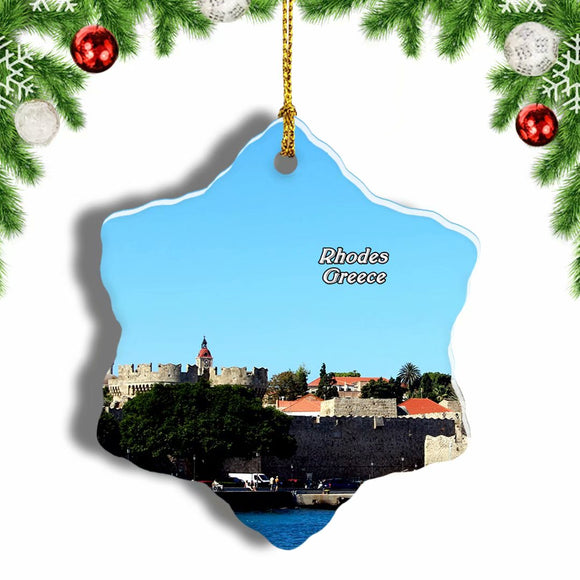 Greece Medieval City Rhodes Christmas Ornament 3 Inches Snow