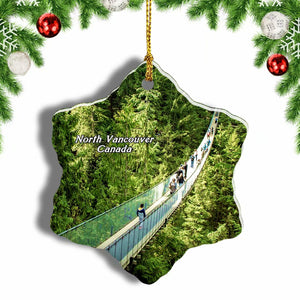 Canada Capilano Suspension Bridge Park North Vancouver Christmas Ornament 3 Inches Snow