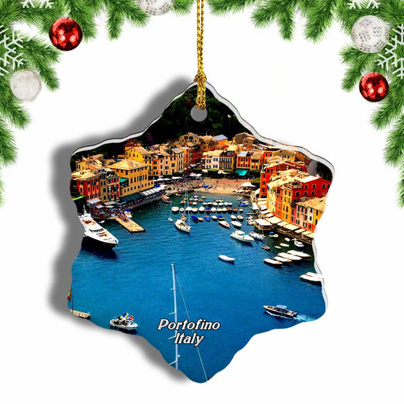 Portofino Liguria Italy Christmas Ornament 3 Inches Snow