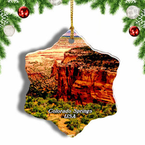 USA America Garden of the Gods Colorado Springs Christmas Ornament 3 Inches Snow