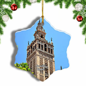 Spain Giralda Tower Seville Christmas Ornament 3 Inches Snow