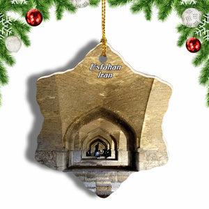 Iran Esfahan Bridge Christmas Ornament 3 Inches Snow