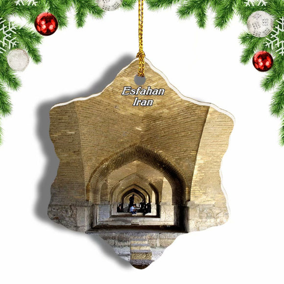 Iran Esfahan Bridge Christmas Ornament 3 Inches Snow