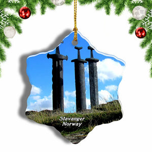 Norway Three Swords Stavanger Christmas Ornament 3 Inches Snow