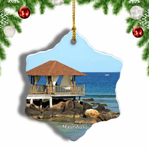 Mauritius Pier Christmas Ornament 3 Inches Snow