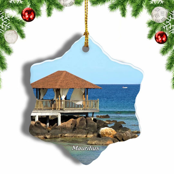 Mauritius Pier Christmas Ornament 3 Inches Snow