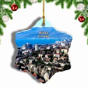 Croatia Rijeka Christmas Ornament 3 Inches Snow