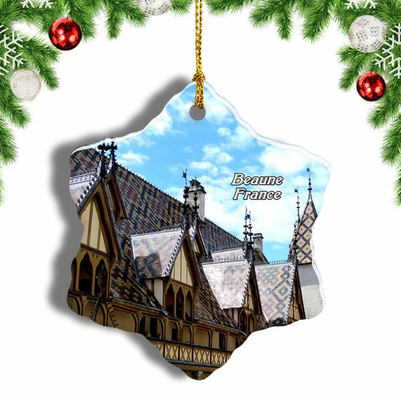 France Winery Beaune Christmas Ornament 3 Inches Snow