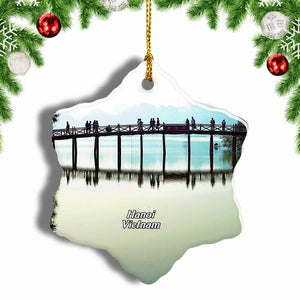 Vietnam Lake of the Restored Sword Hanoi Christmas Ornament 3 Inches Snow