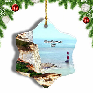 UK England Beachy Head Eastbourne Christmas Ornament 3 Inches Snow