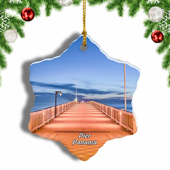 Pier Park Panama Christmas Ornament 3 Inches Snow