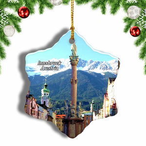 Austria St. Anna's Column The Medieval Maria Theresiastrasse Innsbruck Christmas Ornament 3 Inches Snow