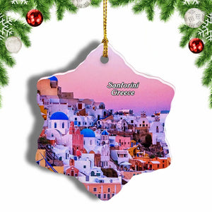 Greece Santorini Christmas Ornament 3 Inches Snow