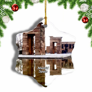 Spain Templo de Debod Madrid Christmas Ornament 3 Inches Snow