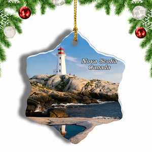 Canada Nova Scotia Canada Peggy's Point Cove Christmas Ornament 3 Inches Snow