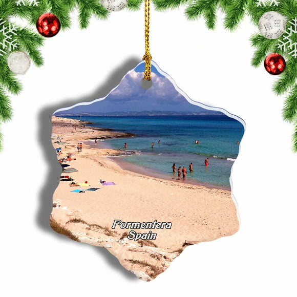 Spain Formentera Christmas Ornament 3 Inches Snow