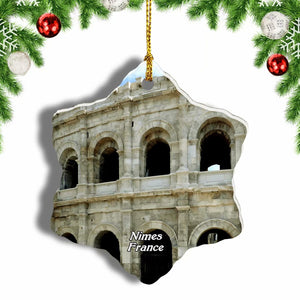 France Nimes Arena Christmas Ornament 3 Inches Snow