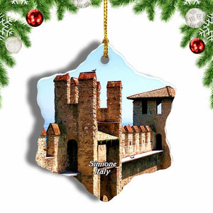 Castle Simione Italy Christmas Ornament 3 Inches Snow