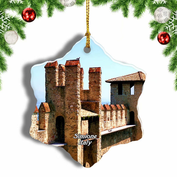 Castle Simione Italy Christmas Ornament 3 Inches Snow