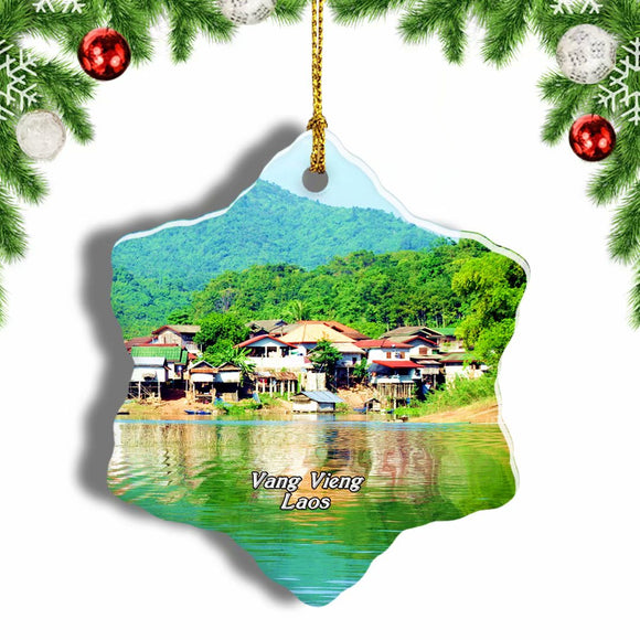 Tham Phu Kham Vang Vieng Laos Christmas Ornament 3 Inches Snow