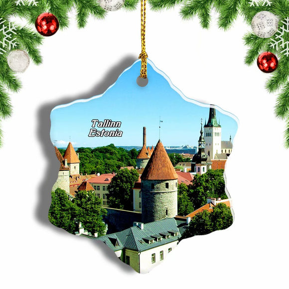 Old Town of Tallinn Estonia Christmas Ornament 3 Inches Snow