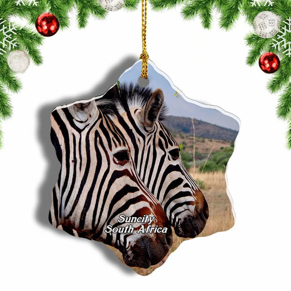 South Africa Zebra Pilanesberg National Park Suncity Christmas Ornament 3 Inches Snow