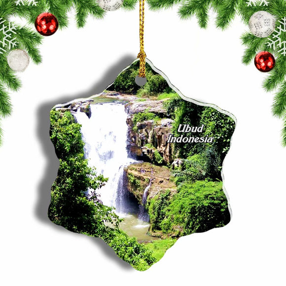 Indonesia Tegenungan Waterfall Ubud Bali Christmas Ornament 3 Inches Snow