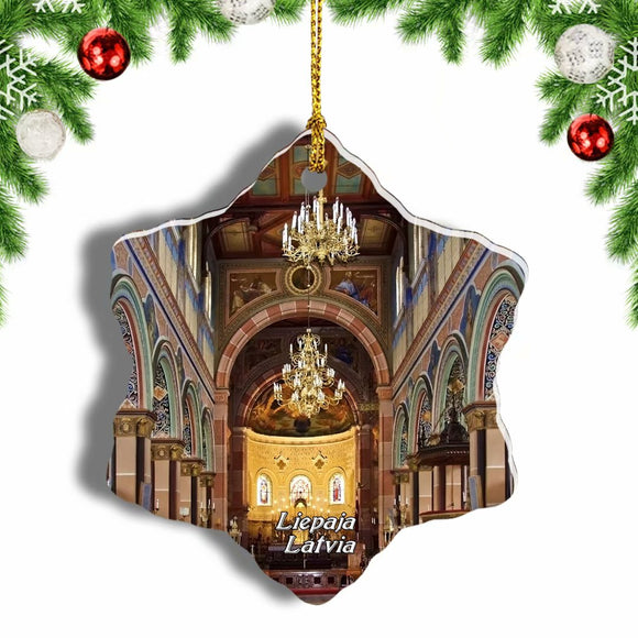 Latvia Liepaja Cathedral Christmas Ornament 3 Inches Snow