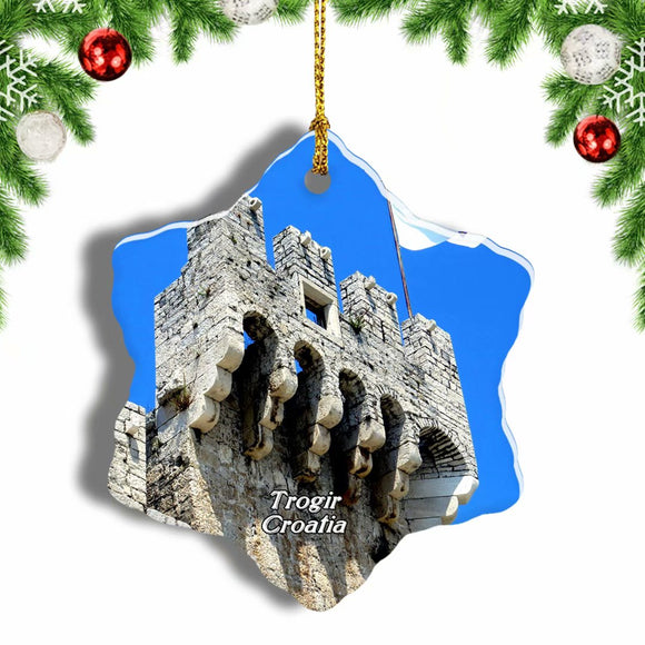 Croatia Fortress Kamerlengo Trogir Christmas Ornament 3 Inches Snow