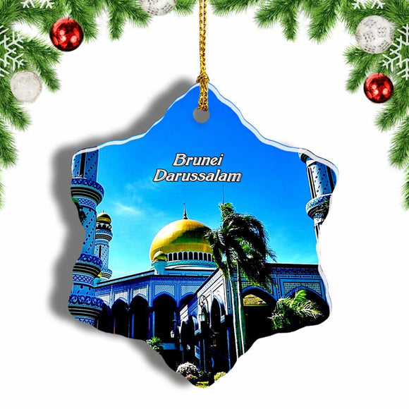 Jame Asr Hassanal Bolkiah Mosque Bandar Seri Begawan Brunei Christmas Ornament 3 Inches Snow