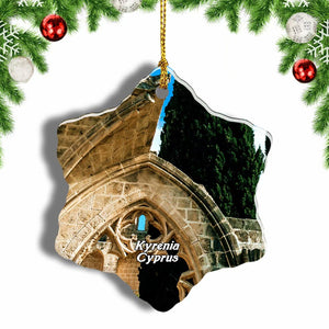 Bellapais Monastery Kyrenia Cyprus Christmas Ornament 3 Inches Snow