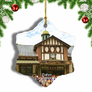 Train Station Harajuku Tokyo Japan Christmas Ornament 3 Inches Snow