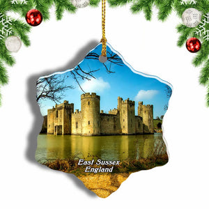 UK England Bodiam Castle East Sussex Christmas Ornament 3 Inches Snow