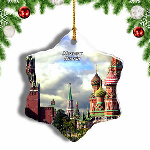 Russia Moscow Spasskaya Tower Christmas Ornament 3 Inches Snow