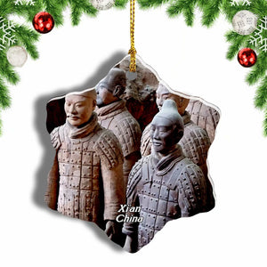 China Terracotta Warriors Xi'an Christmas Ornament 3 Inches Snow