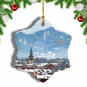 Slovenia Ljubljana Christmas Ornament 3 Inches Snow