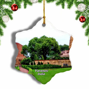 India Sarnath Varanasi Christmas Ornament 3 Inches Snow