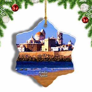 Spain Cadiz Cathedral Andalusia Christmas Ornament 3 Inches Snow