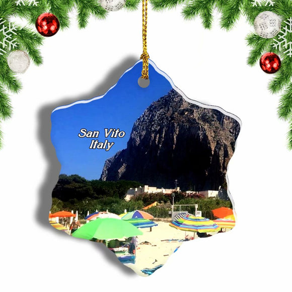 Italy San Vito lo Capo Christmas Ornament 3 Inches Snow