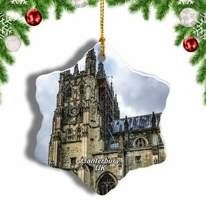 UK England Canterbury Cathedral Christmas Ornament 3 Inches Snow