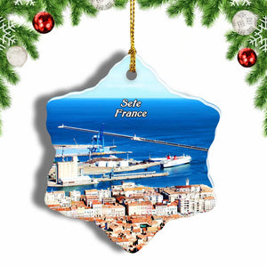 France Port Sete Christmas Ornament 3 Inches Snow