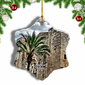 Spain Fortress Of Elizabeth II Mahon Christmas Ornament 3 Inches Snow