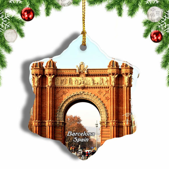 Spain Triumphal Arch Barcelona Christmas Ornament 3 Inches Snow