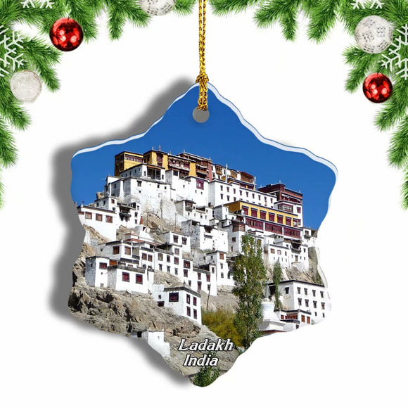 India Ladakh Monastery Christmas Ornament 3 Inches Snow