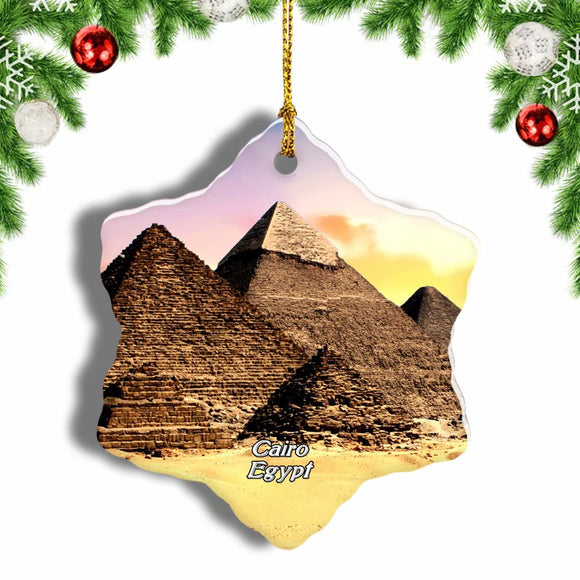 Egypt Great Pyramid of Khufu Cairo Christmas Ornament 3 Inches Snow