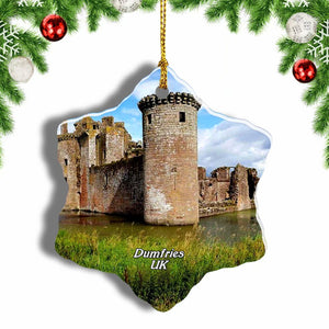 UK England Caerlaverock Castle Dumfries Christmas Ornament 3 Inches Snow